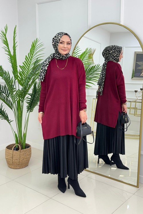 YAĞMUR TRİKO TUNİK - BORDO