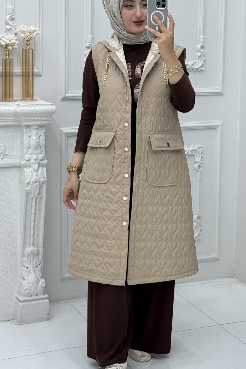 İdil Şişme Yelek Bej