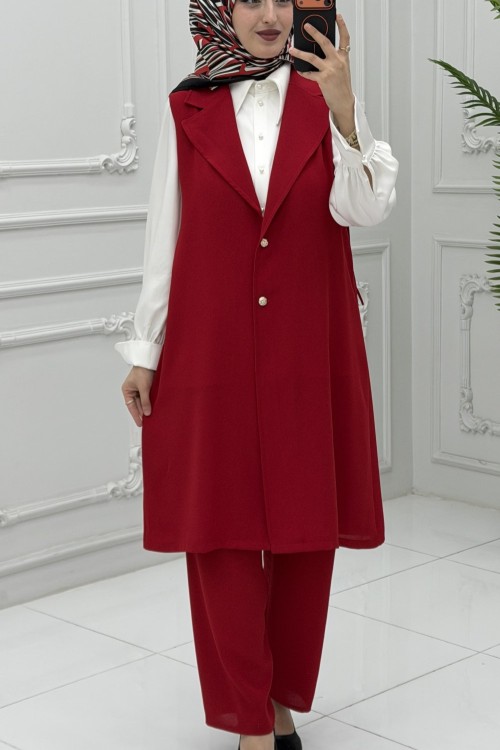 Sofia Yelek Takım Kırmızı